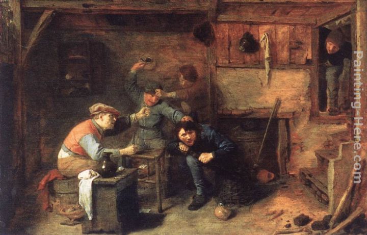Peasants Fighting painting - Adriaen Brouwer Peasants Fighting art painting